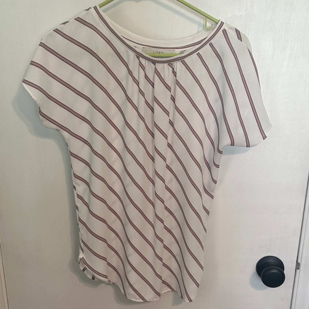 0111 LOFT Women's Blouse with Pink Stripes size XS